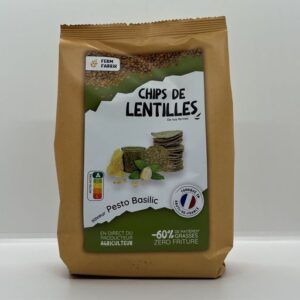 Chips lentilles pesto basilic