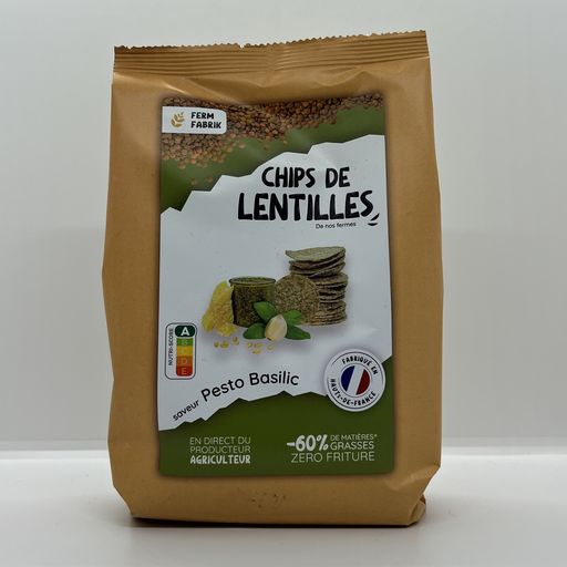 Chips lentilles pesto basilic